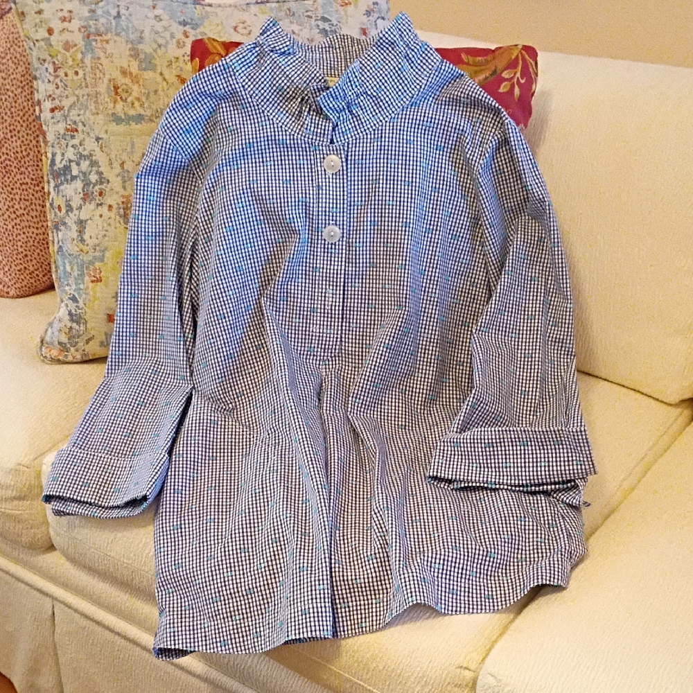 Appleseed's Blue and Green Checkered Embroidered Shirt